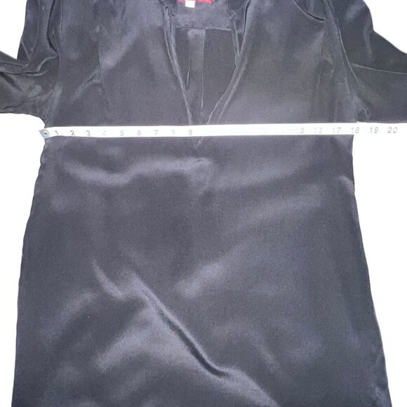 Z/G KARINA GRIMALDI 100%  SILK SHIFT DRESS BLACK V NECK SHORT SLEEVE SIZE XS - Picture 6 of 9